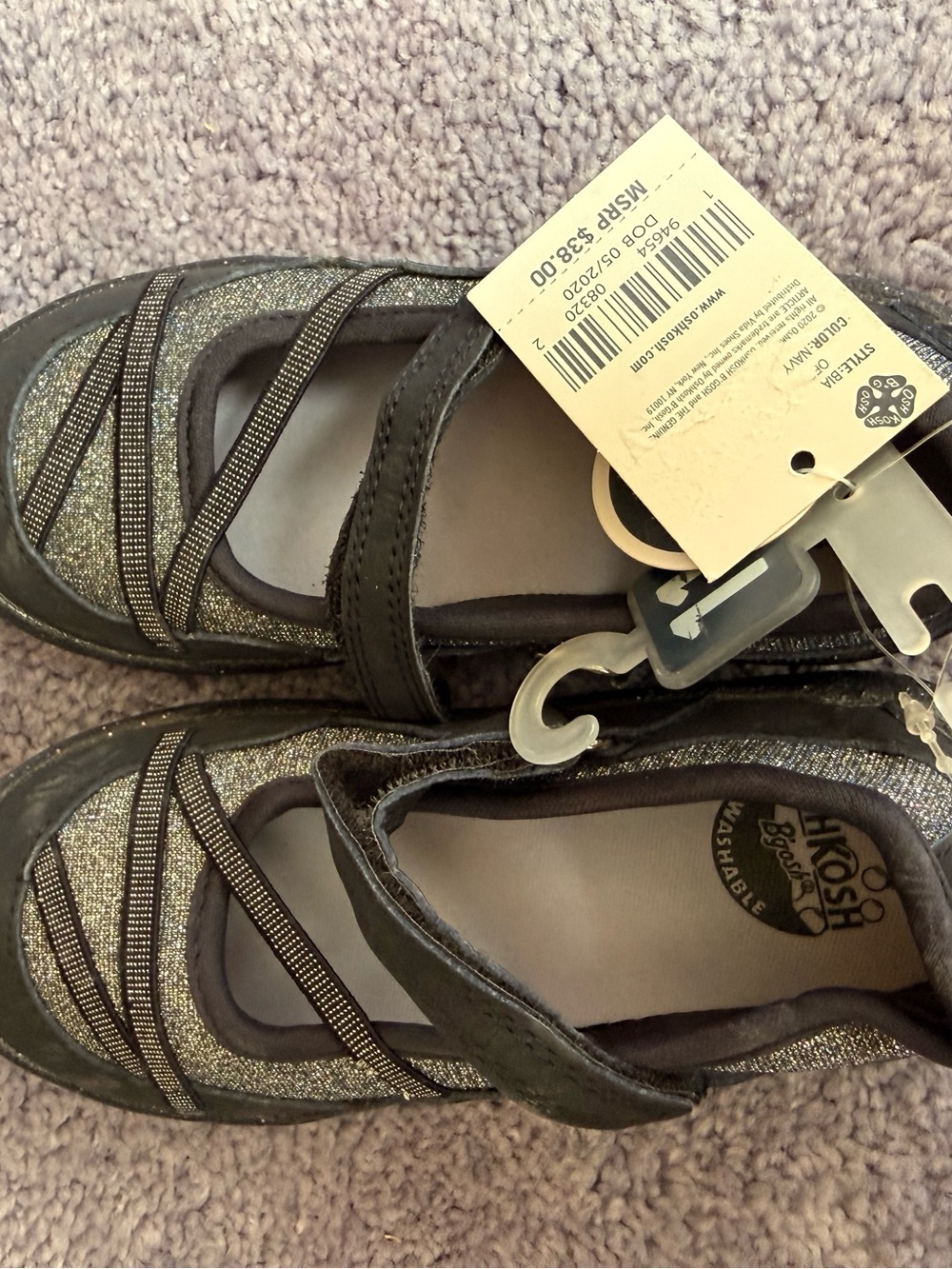 OshKosh B'gosh Black Glitter Mary Jane Flats